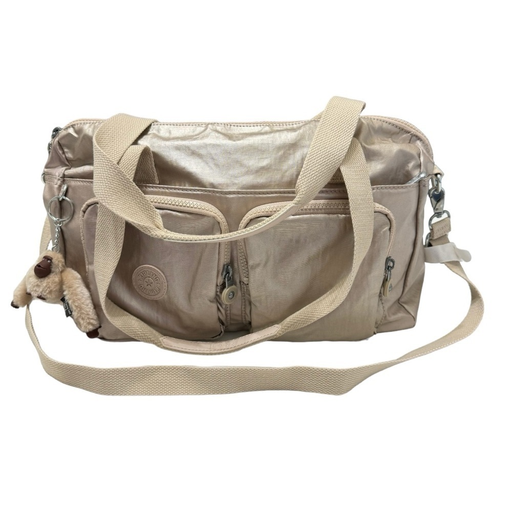 New Kipling Cyrene sparkling‎ gold satchel bag.
